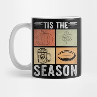 Tis The Season Pumpkin Leaf Latte Fall Thanksgiving Football Mug